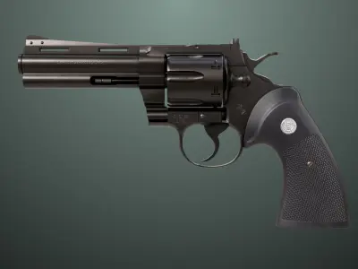 Revolver 05 Medium Black All PBR Unity UE Textures Low-poly 3D model