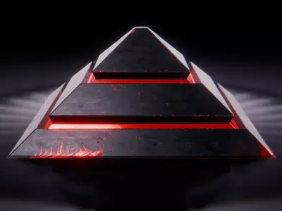 Neon Obsidian Pyramid Low-poly 3D model