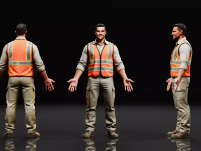 Construction Worker  Low-poly 3D model
