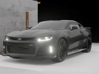 GARAGE WITH A RIGGED CAR Free low-poly 3D model