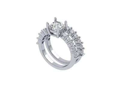 Solitair Ring Bridal Set 3D print model 30