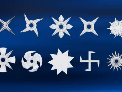 Shuriken Low-poly 3D model 7