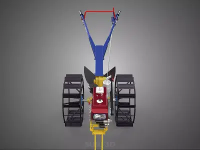 BLADE MOLD MOULD BOARD FURROW PLOUGH TWO CAGE WHEEL HAND TRACTOR 3D model
