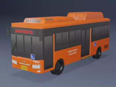 NEX-MINEBUS Orange Thai bus Low poly Low-poly 3D model