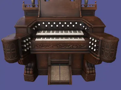 Antique Victorian Pump Pipe Organ Piano Low-poly 3D model