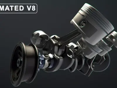 V8 Engine Working Animated 3D model