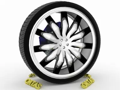 ORTAS CAR WHEEL RIM 85 GAME READY WHEEL RIM TIRE 3D model