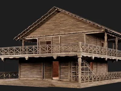 Old Wooden House 4K Textures GameReady 143 Low-poly 3D model
