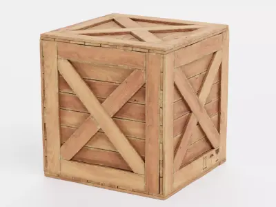 Wooden Crate V4 - Storage Box with Packaging Icons 3D model