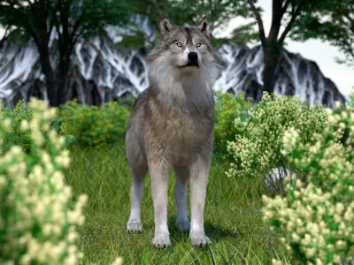 Grey Wolf Fur 3D model