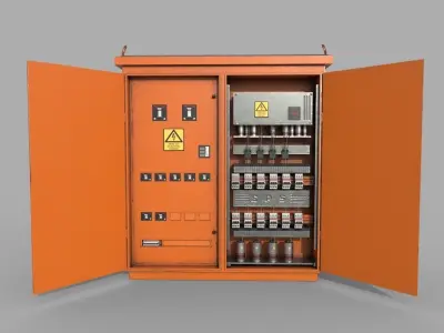 Electric Fuse Box  Yellow Low-poly 3D model