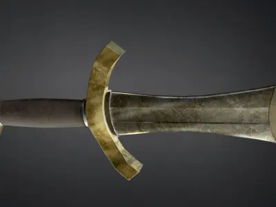 Medieval sword with ricasso Low-poly 3D model