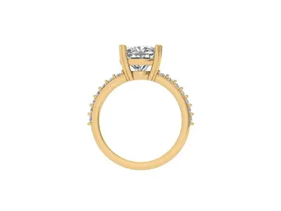 Cushion Solitaire Ring 3D print model