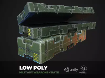 Military Weapon Supplies Crate - Gun pelican case Low-poly 3D model