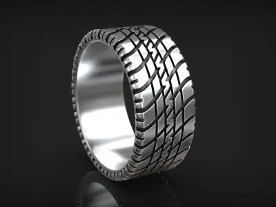 Auto Tire Tread Band Racing Wedding Ring 3D print model purchase