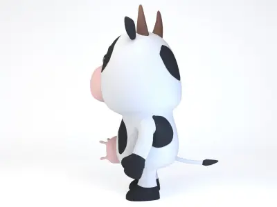 Cartoonish Humanoid Cow Character Low-poly 3D model