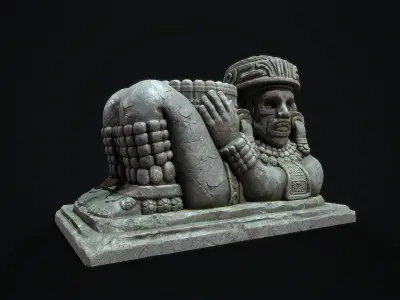 Statue Aztec Chacmool  Low-poly 3D model