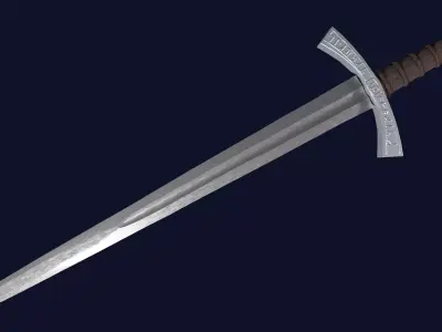 Excalibur sword with Falchion handle Low-poly 3D model