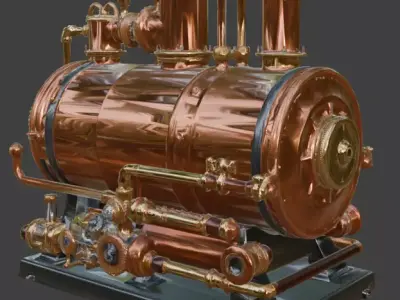 Steampunk Heavy Steam Generator 3D Model Low-poly 3D model
