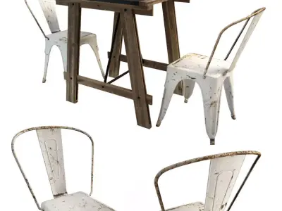 Mesa Table and Tolix Chairs 3D model