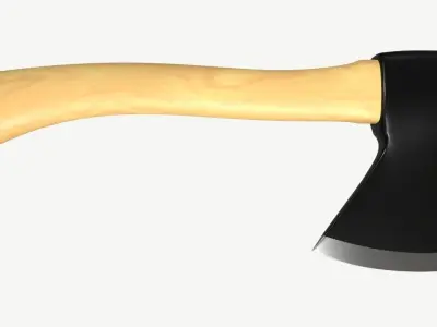 carpenter axe with wooden handle 3D model