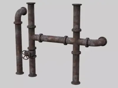 Industrial Pipes 1A Low-poly 3D model