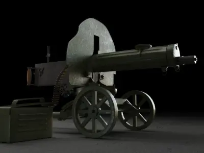 maxim gun Low-poly 3D model