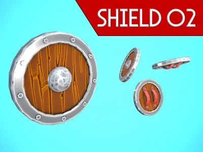 SHIELD 02 - WOOD CARTOON STYLIZED Low-poly 3D model
