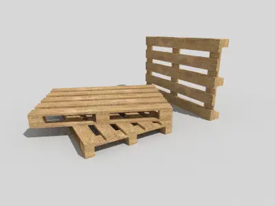 Wooden Pallet Low-poly 3D model 2