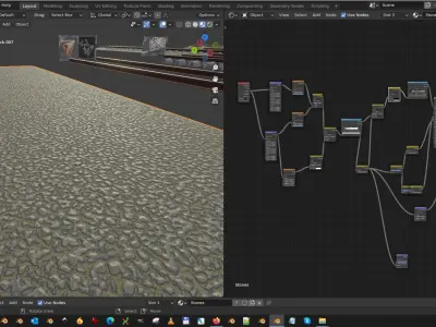 Railway Tracks - Procedural Shader Nodes - Curve-Based Editable 3D model