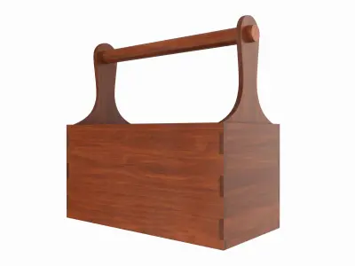 Vintage wooden portable toolbox chest 3D model