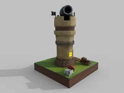 Stylized Tower Low-poly 3D model purchase