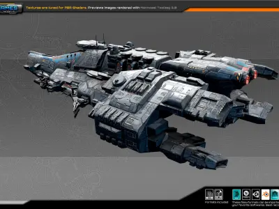 Sci Fi Battleship G6  Low-poly 3D model