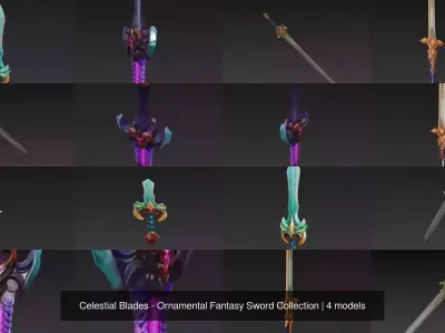 Celestial Blades - Ornamental Fantasy Sword Collection 3D Model Pack