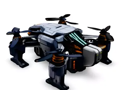 SciFi Drone Quadcopter Game Asset Low-poly 3D model