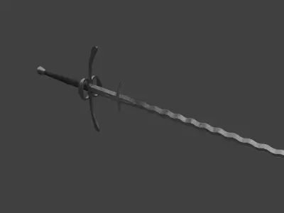 Flamberge Two-Handed Medieval Sword Low-poly 3D model