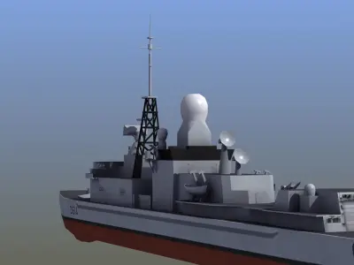 Cassard Frigate Game Ready Low-poly 3D model