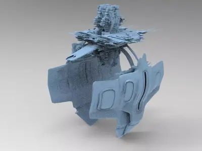 Sci fi Train rail top 2  3D model