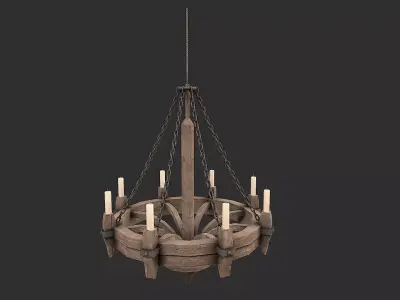 Medieval Environment Props 3 Chandeliers Pack Low-poly 3D model