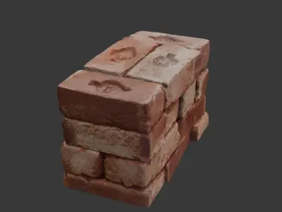 Vintage Stamped Bricks  Low-poly 3D model