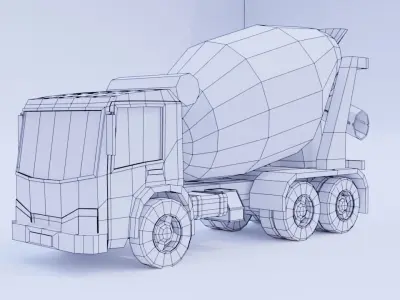 Low Poly Cement Truck Low-poly 3D model