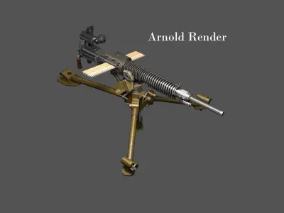 Japanese heavy machine gun during World War II 3D model