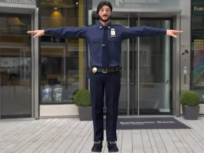 Rigged Police 02 3D model