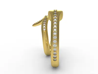 Antique Snake Diamond Two Finger Ring 3D print model