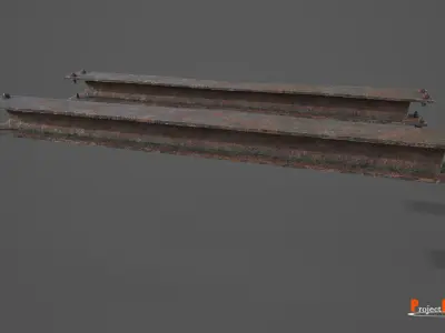 Metal beam Factory Version 001 Low-poly 3D model