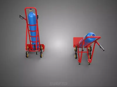 GAS CYLINDER BOTTLE TROLLEY CART CARRIER STAIR CLIMBING 6 WHEELS 3D model
