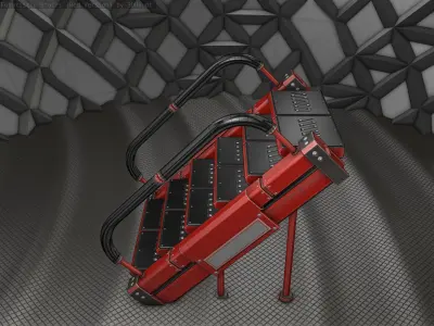 Sci-Fi Stairs - 8 - Red Version Low-poly 3D model