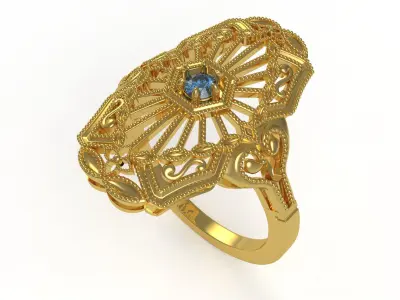 Antique Art Deco Engagement Ring 3D print model order