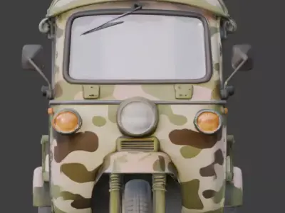 Pastel Tactical Easter Delivery Tuk-Tuk 3D Model Low-poly 3D model