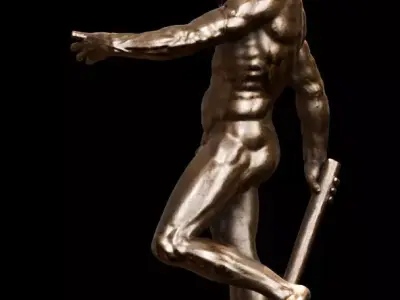 Neptune Sculpture Low-poly 3D model